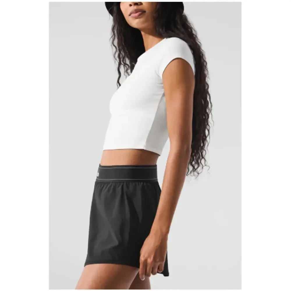 Alo Yoga White Alosoft Crop Finesse Short Sleeve Top Size XS
